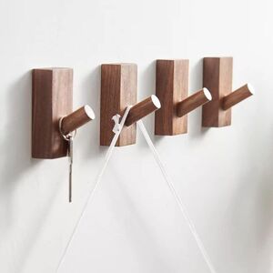 Ccykxa - wooden wall coat rack, adhesive wall hook, coat hooks for entrance, children's coat hook, wall hook (Black Walnut Rectangle-4P)