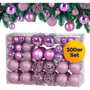 Deuba Casaria® 100Pc Christmas Tree Baubles Set Xmas Decorations Festive Ornaments Candy Pink