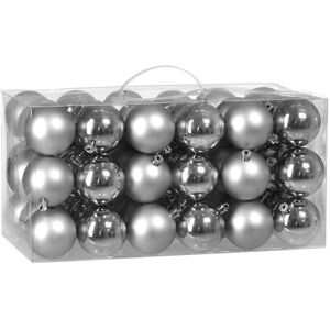 Deuba Christmas Tree Baubles Set Xmas Balls 54 Pieces Decorations Ornaments Sphere Hanging Indoor Outdoor Decor Silver