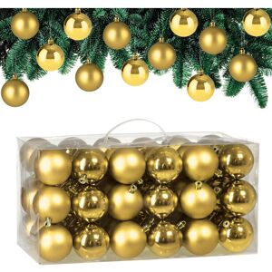 Deuba CASARIA® 54x 6cm Christmas Tree Baubles Set Xmas Decorations Balls Festive Indoor Outdoor Hanging Ornaments 27x Glossy 27x Matt Finish Holiday Decs