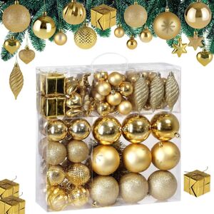 66pc Christmas Tree Baubles Set Xmas Balls Decorations Ornaments Colours gold (de) - Deuba
