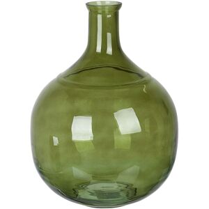Beliani - Decorative Flower Vase 34 cm Handmade Glass Round Narrow Neck Olive Green Achaar