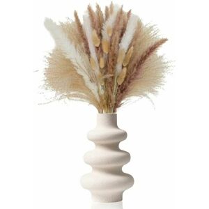 Dewdat - Frosted White Pampas Grass Vase, Perforated Dried Flower Vase, Modern Decorative Spiral Donut Vase Wedding Hanging Gift