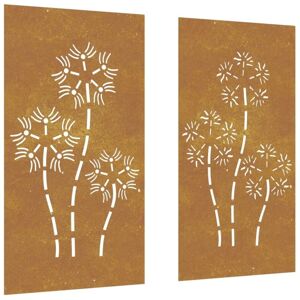 Vidaxl - Garden Wall Decorations 2pcs 105x55cm Corten Steel Flower Design
