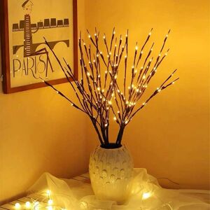 Linghhang - Set of 3 Tree Lights Outdoor Indoor 60LEDs Waterproof Branch Lights 76CM Warm White Light Brown Branch with Mains Operated led Lamp