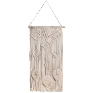 TLILY Macrame Wall Hanging Decor / Handmade Boho Chic Leaf Feather Woven Home Art Decoration for Apartment Bedroom Living Room