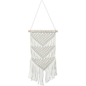 Relaxdays - Macramé Wall Hanging, Handmade, Boho Style, Bohemian Decor, h x w: 70 x 25.5 cm, Cotton & Wood, Cream