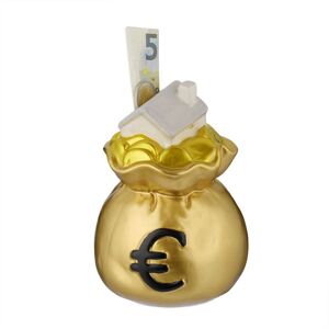 RELAXDAYS 10 x money bag piggy bank, unique design, ceramic, opens from the bottom, HWD: 15.5x12x12 cm, money box, gold