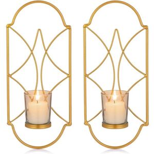 CSPARKV Set of 2 Candle Holders Tealight Candlestick Holder Wall Mounted Metal Candle Holders, Candle Holder for Wall Bedroom Bathroom Living Room Decoration,