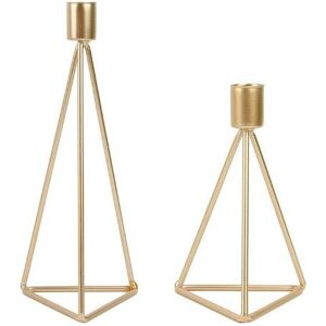CSPARKV Set of 2 Geometric Metal Gold Candle Holders Candelabra Candlesticks, Candle Holders of Different Sizes, Vintage Candle Holder for Wedding Table