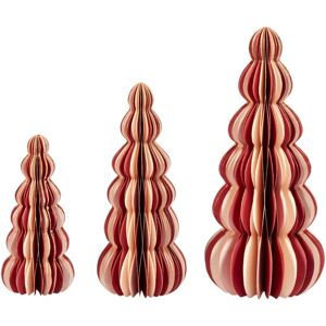 Beliani - Set of 3 Decorative Figurines Christmas Trees Decoration Paper Honeycomb Beige and Red Dhaulagiri