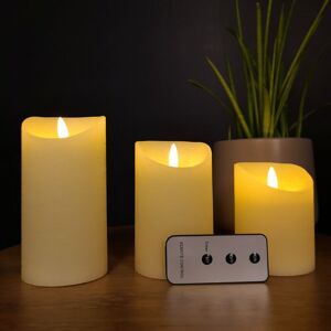 Samuel Alexander - Set of 3 Battery Operated Flickering led Candle Christmas Decoration with Timer
