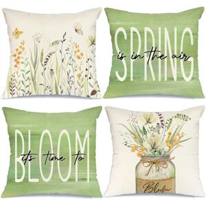 Tlily - Spring Pillow Covers 18X18 Set Of 4 Decorations Farmhouse Throw Home Sofa Decor Cushion Case