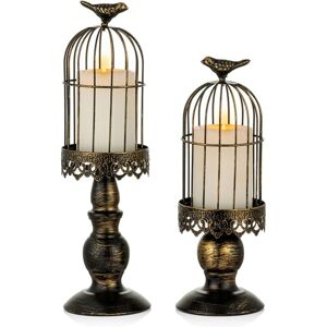 LINGHHANG Vintage Bird Cage Candlestick Holder Decorative Wedding Candle Holders Decorative Candlesticks for Wedding Tables, Shabby Chic Wrought Iron Carved