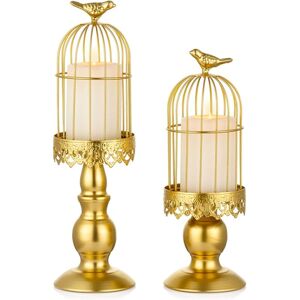 LINGHHANG Vintage Bird Cage Candlestick Holder Decorative Wedding Candle Holders Decorative Candlesticks for Wedding Tables, Shabby Chic Wrought Iron Carved