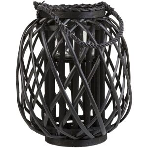 Beliani - Natural Willow Candle Holder Lantern Teal Light Rope Handle Black Mauritius