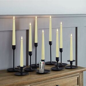 Fuhuida Trading - 10 Inch Flameless Taper Candles - Realistic 3D Flame with Wick, Real Ivory Wax, Flickering led Candlesticks, Springtime Decor, Auto Fuhuida Trading - 10 Inch Flameless Taper Candles - Realistic 3D Flame with Wick, Real Ivory Wax, Flickering led Candlesticks, Springtime Decor, Auto