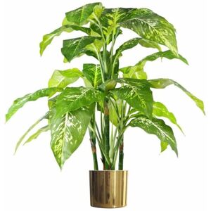 Leaf 100cm Large Fox's Aglaonema Realistic Tree Artificial Plant with Gold Metal Planter Leaf 100cm Large Fox's Aglaonema Realistic Tree Artificial Plant with Gold Metal Planter