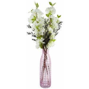 Leaf - 100cm White Artificial Blossom and Berries Glass Vase Leaf - 100cm White Artificial Blossom and Berries Glass Vase