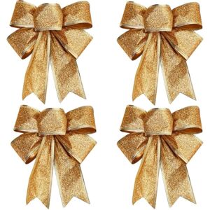 Tlily - 10PCS Christmas Tree Decoration Bows Ribbon Gold 25 x 21cm Xmas Ornaments Tlily - 10PCS Christmas Tree Decoration Bows Ribbon Gold 25 x 21cm Xmas Ornaments