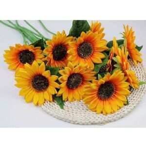 SNQ 10pcs Lifelike Artificial Sunflowers, Single Stem, Decorative Silk Artificial Sunflowers for Wedding, Home Party and Bridal Bouquets SNQ 10pcs Lifelike Artificial Sunflowers, Single Stem, Decorative Silk Artificial Sunflowers for Wedding, Home Party and Bridal Bouquets