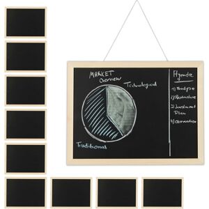Set of 10 Relaxdays Chalkboards with Wooden Frame, Wipeable Memo Board, Office Accessory, Wall-Mount, Black, 30x40cm Set of 10 Relaxdays Chalkboards with Wooden Frame, Wipeable Memo Board, Office Accessory, Wall-Mount, Black, 30x40cm