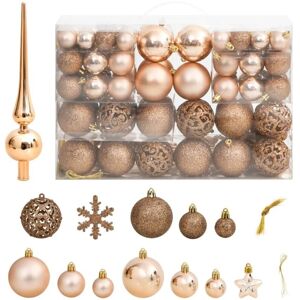111 Piece Christmas Bauble Set Rose Gold Polystyrene vidaXL 111 Piece Christmas Bauble Set Rose Gold Polystyrene vidaXL
