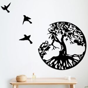 Rose - 11.8in Metal Black Tree of Life Wall Art - 3 Flying Birds Wall Sculpture - Indoor and Outdoor Bedroom Decor, Modern Round Wall Decor Rose - 11.8in Metal Black Tree of Life Wall Art - 3 Flying Birds Wall Sculpture - Indoor and Outdoor Bedroom Decor, Modern Round Wall Decor