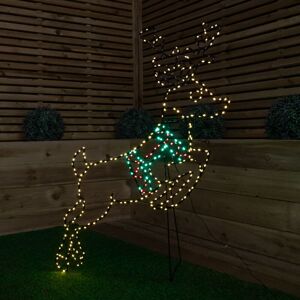 SAMUEL ALEXANDER 1.1m x 73cm Light up Prancing Christmas Reindeer with 350 Multi-Coloured LEDs SAMUEL ALEXANDER 1.1m x 73cm Light up Prancing Christmas Reindeer with 350 Multi-Coloured LEDs