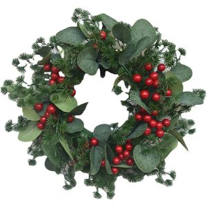 Coavas - 12 Inch Christmas Wreaths for Front Door, Large Christmas Wreath, Outdoor Christmas Wreath with Red Berry Ornaments (Red) Coavas - 12 Inch Christmas Wreaths for Front Door, Large Christmas Wreath, Outdoor Christmas Wreath with Red Berry Ornaments (Red)
