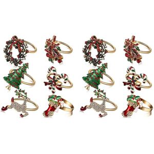 TLILY 12 Pieces Christmas Napkin Rings Wreath Napkin Holders for Holiday Party Dinner Table Decoration TLILY 12 Pieces Christmas Napkin Rings Wreath Napkin Holders for Holiday Party Dinner Table Decoration