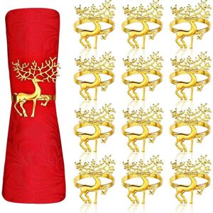 AOUGO 12 Pieces Christmas Reindeer Napkin Rings, 5.5CM Gold Napkin Holder Elk Deer Napkin Buckle For Christmas Lunch Thanksgiving Party Holiday Wedding AOUGO 12 Pieces Christmas Reindeer Napkin Rings, 5.5CM Gold Napkin Holder Elk Deer Napkin Buckle For Christmas Lunch Thanksgiving Party Holiday Wedding