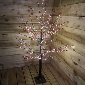 SNOWTIME 120cm 4ft Christmas Lit Black Twig Tree Red Berry 400 Warm White LED SNOWTIME 120cm 4ft Christmas Lit Black Twig Tree Red Berry 400 Warm White LED