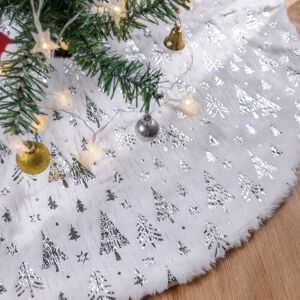 CYSLMUK 120cm Christmas Tree Skirt, Christmas Tree Cushion, Christmas Tree Cover, Christmas Tree Base Cover (Silver) CYSLMUK 120cm Christmas Tree Skirt, Christmas Tree Cushion, Christmas Tree Cover, Christmas Tree Base Cover (Silver)