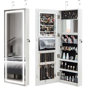 Costway - 120cm led Mirror Jewelry Cabinet Hanging Jewelry Organizer Mirror White Costway - 120cm led Mirror Jewelry Cabinet Hanging Jewelry Organizer Mirror White