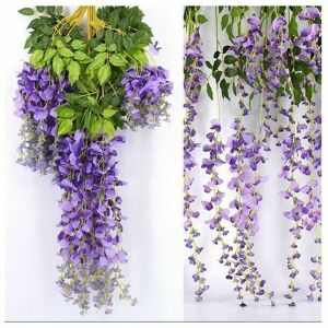DEWDAT 12pcs 3.6' Artificial Silk Wisteria Vine Ratta Hanging Flower Garland Twine Home Wedding Party Decoration Purple DEWDAT 12pcs 3.6' Artificial Silk Wisteria Vine Ratta Hanging Flower Garland Twine Home Wedding Party Decoration Purple
