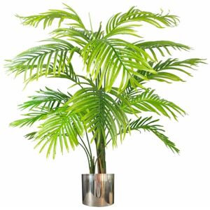 Leaf 130cm Artificial Areca Palm Tree - Realistic With Silver Metal Planter Leaf 130cm Artificial Areca Palm Tree - Realistic With Silver Metal Planter