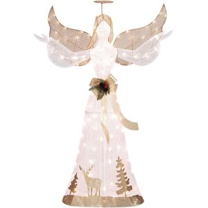 COSTWAY 150 cm Lighted Christmas Angel Decoration Pre-Lit Outdoor All-Weather Holiday Decoration with 100 Warm White LED Lights COSTWAY 150 cm Lighted Christmas Angel Decoration Pre-Lit Outdoor All-Weather Holiday Decoration with 100 Warm White LED Lights