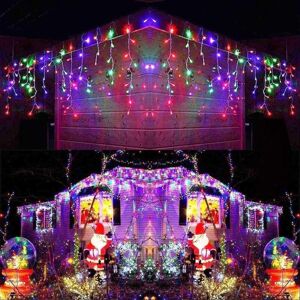 SHATCHI 480 Warm White icicle led Lights Clear Cable with 8 Effects Multifunction Auto Memory Indoor/Outdoor Christmas SHATCHI 480 Warm White icicle led Lights Clear Cable with 8 Effects Multifunction Auto Memory Indoor/Outdoor Christmas