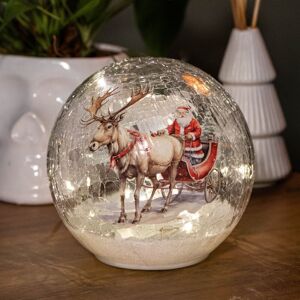 SAMUEL ALEXANDER 15cm Battery Operated Light up Santa Sleigh Crackle Glass Ball with 12 Warm White LEDs SAMUEL ALEXANDER 15cm Battery Operated Light up Santa Sleigh Crackle Glass Ball with 12 Warm White LEDs