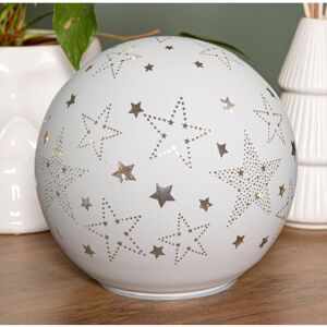 SAMUEL ALEXANDER 15cm Battery Operated Light up Star Glass Ball in White with Warm White LEDs SAMUEL ALEXANDER 15cm Battery Operated Light up Star Glass Ball in White with Warm White LEDs