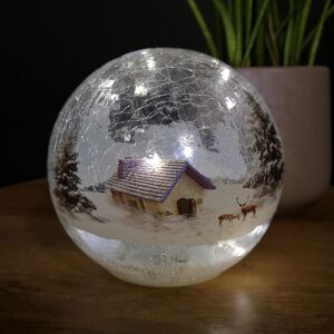 SAMUEL ALEXANDER 15cm Festive Christmas Crackle Effect Glass Lodge Scene LED Light Ball SAMUEL ALEXANDER 15cm Festive Christmas Crackle Effect Glass Lodge Scene LED Light Ball