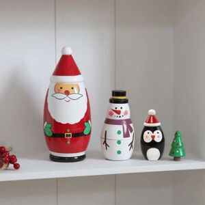 SAMUEL ALEXANDER 16cm Hand Painted Wooden Christmas Santa Festive Figurine Set SAMUEL ALEXANDER 16cm Hand Painted Wooden Christmas Santa Festive Figurine Set