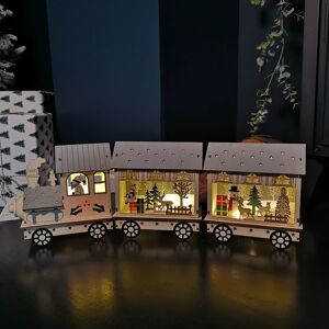 Samuel Alexander - 16cm led Battery Operated Indoor Wooden Christmas Train & Carriages Scene Samuel Alexander - 16cm led Battery Operated Indoor Wooden Christmas Train & Carriages Scene