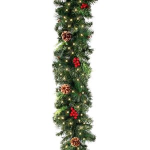 WOIYIC 180 cm Artificial Christmas Tree Garland with Red Fruit Pine Cone, Christmas Tree Wreath for Fireplace Door Staircase Decoration (180 cm, Garland WOIYIC 180 cm Artificial Christmas Tree Garland with Red Fruit Pine Cone, Christmas Tree Wreath for Fireplace Door Staircase Decoration (180 cm, Garland
