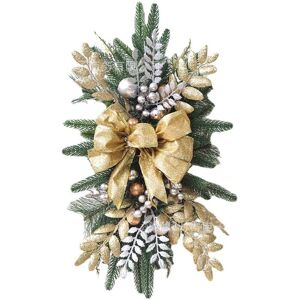 CYSLMUK 1pc Teardrop Christmas Garland with Lights, 60x30cm, Pre-Lit Christmas Tree Wreath, Christmas Staircase Decoration, Christmas Garland for Front Door, CYSLMUK 1pc Teardrop Christmas Garland with Lights, 60x30cm, Pre-Lit Christmas Tree Wreath, Christmas Staircase Decoration, Christmas Garland for Front Door,