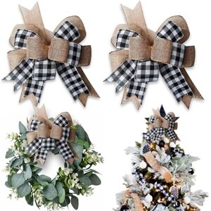 Cyslmuk - 2 Pack Buffalo Plaid Burlap Bows for Wreath, 12 x 9.8 Inch, Large Rustic Farmhouse Tree Decorations for Wedding Holiday Party Wall Front Cyslmuk - 2 Pack Buffalo Plaid Burlap Bows for Wreath, 12 x 9.8 Inch, Large Rustic Farmhouse Tree Decorations for Wedding Holiday Party Wall Front