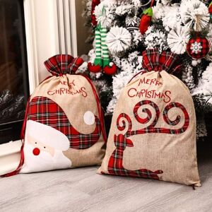 Tonchean - 2 Packs Christmas Santa Sacks, Large Linen Christmas Bags with Drawstrings for Gift Wrapping, 56 x 39 cm Reusable Gift Storage Bag Tonchean - 2 Packs Christmas Santa Sacks, Large Linen Christmas Bags with Drawstrings for Gift Wrapping, 56 x 39 cm Reusable Gift Storage Bag