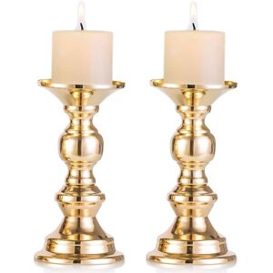 MEMKEY Pack of 2 Gold Metal Pillar Candle Holders for Weddings, Centerpiece Candle Holders for 50mm Candles with Holder Decoration, Ideal for Weddings, MEMKEY Pack of 2 Gold Metal Pillar Candle Holders for Weddings, Centerpiece Candle Holders for 50mm Candles with Holder Decoration, Ideal for Weddings,