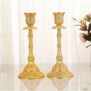 TINOR 2 Pieces Table Candle Holder Set Vintage Candlestick Holders Decorative Candle Holder Metal Candlestick Holders Set for Wedding Home Decoration (Gold) TINOR 2 Pieces Table Candle Holder Set Vintage Candlestick Holders Decorative Candle Holder Metal Candlestick Holders Set for Wedding Home Decoration (Gold)